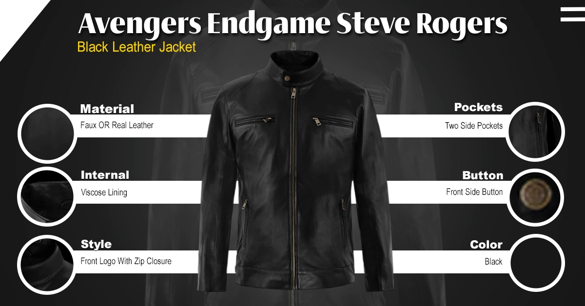 Avengers Endgame Steve Rogers Black Leather Jacket