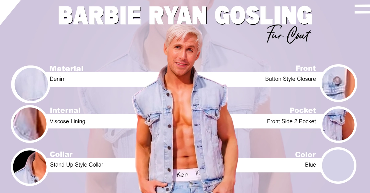Barbie 2023 Ryan Gosling Denim Vest
