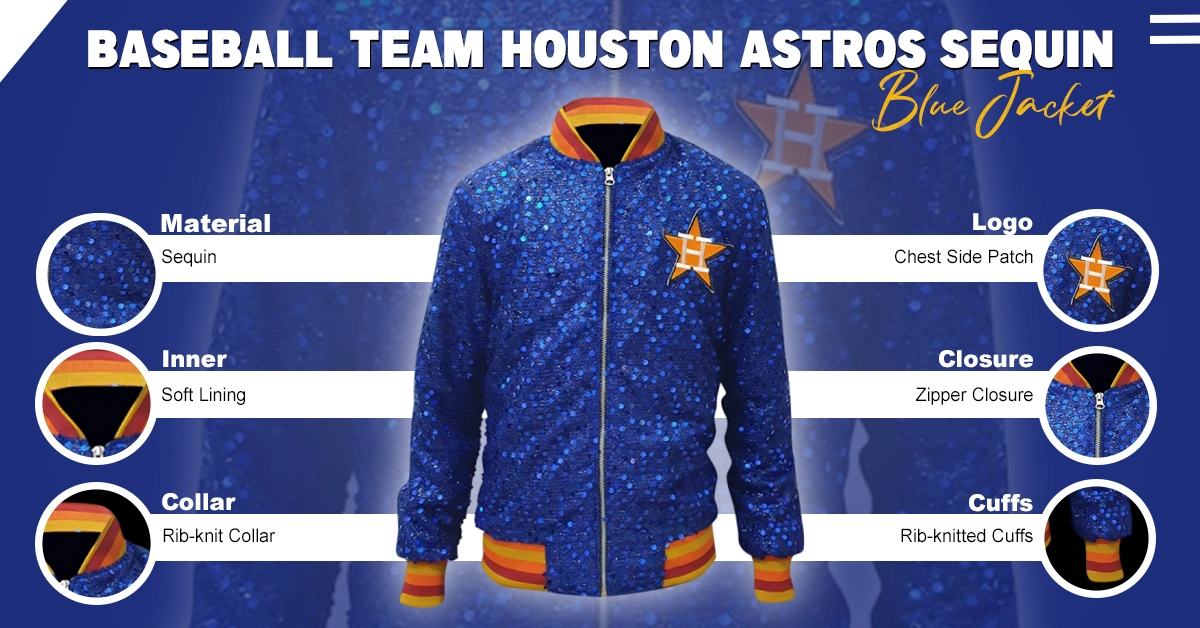 Baseball Team Houston Astros Sequin Blue Jacket