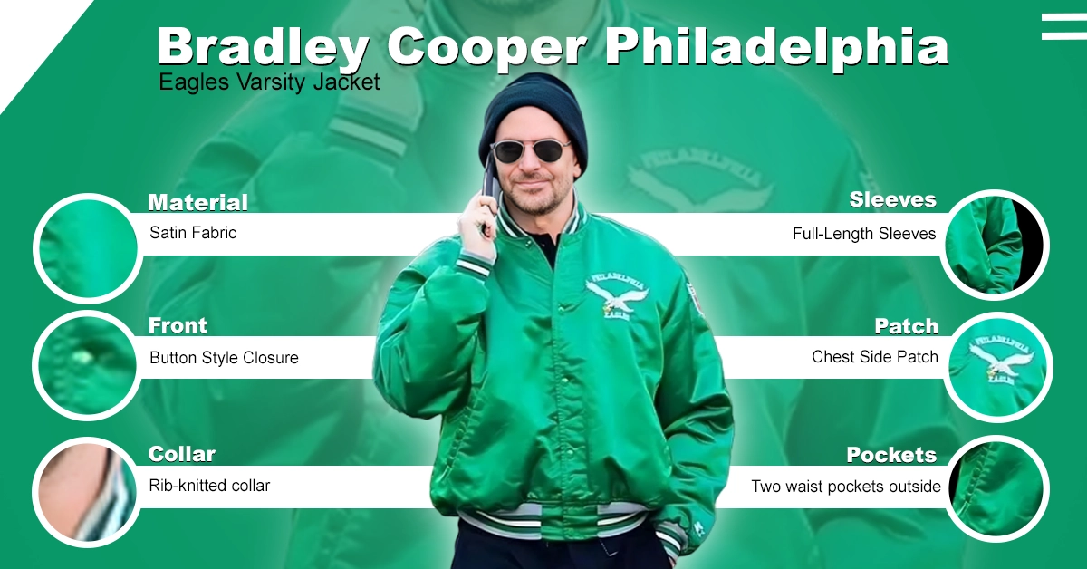 Bradley Cooper Philadelphia Eagles Varsity Jacket