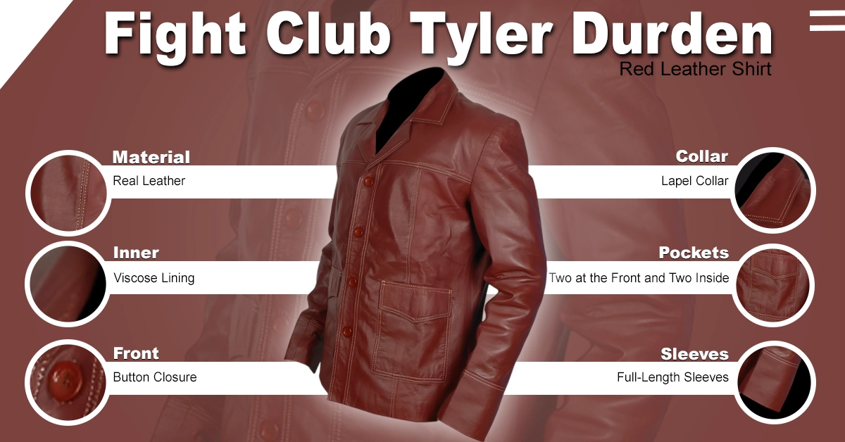 Fight Club Tyler Durden Red Leather Jacket
